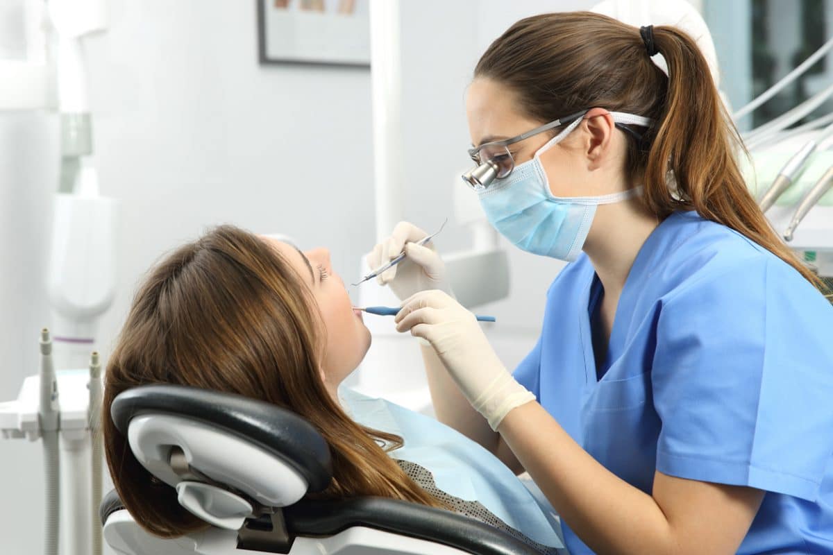 dental examination with patient